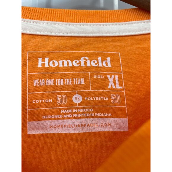 Homefield Crewneck Short Sleeve TShirt Men XL Orange Cotton Poly Plain Basic Tee - Picture 3 of 6